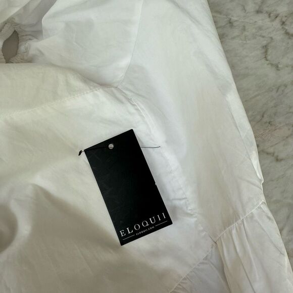 Eloquii 100% cotton square neck button front tiered dress size 28 NWT - Picture 5 of 9